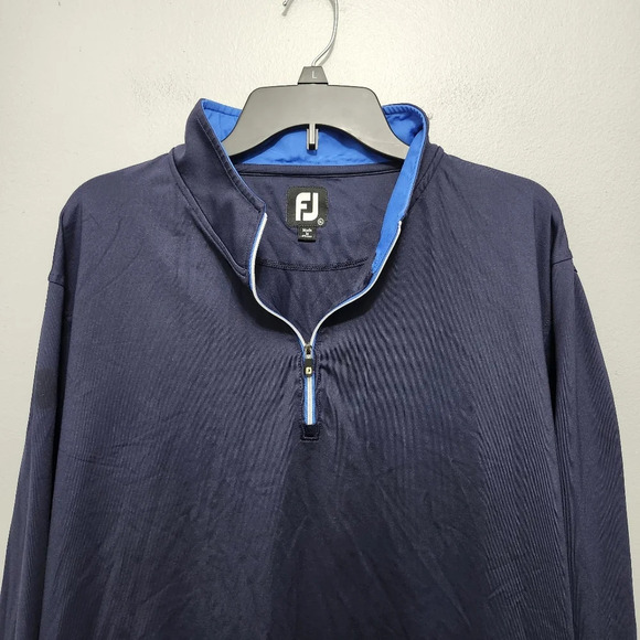Footjoy men's pullover quarter zip top size XL navy blue long sleeve - Picture 2 of 7